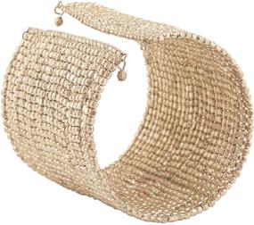 img 4 attached to 💎 Exquisite Touchstone Indian Handcrafted Stylish Jewelry: Broad Cuff Bracelet in Gold Silver Tone for Women