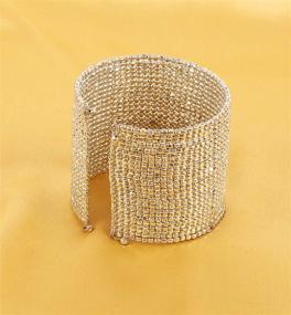 img 1 attached to 💎 Exquisite Touchstone Indian Handcrafted Stylish Jewelry: Broad Cuff Bracelet in Gold Silver Tone for Women