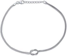 img 4 attached to 🔗 Infinity Love Knot Anklet Ankle Bracelet for Women with Beaded Ball Snake Chain Made of 925 Sterling Silver, Adjustable Size from 9 to 10 Inches