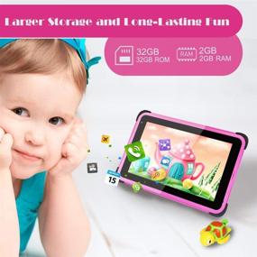 img 1 attached to 👧 7-inch Kids Tablet with 2GB RAM, 32GB Storage, Android 10, Kidoz Learning, COPPA Certified, IPS HD Display, WiFi, Disney + APP Compatible - Pink