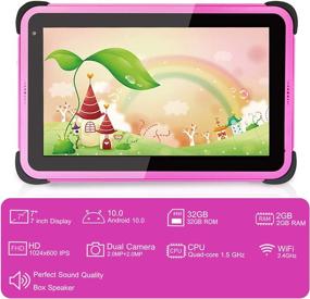 img 3 attached to 👧 7-inch Kids Tablet with 2GB RAM, 32GB Storage, Android 10, Kidoz Learning, COPPA Certified, IPS HD Display, WiFi, Disney + APP Compatible - Pink