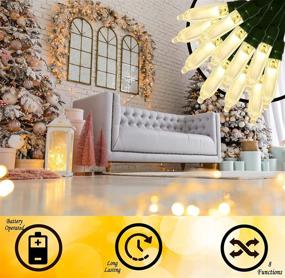 img 3 attached to Warm White LED Christmas String Lights Set - 8 Modes, 50 LEDs, Battery Powered with Timer, 17.3 Feet - Indoor/Outdoor Use for Festive Holiday Tree, Wreaths, Bedroom Decorations