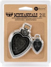 img 2 attached to 💖 Prima Marketing Heart Locket Pendants Finnabair Mechanicals Metal Embellishments (Pack of 2), Grey - Enhanced SEO