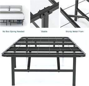 img 1 attached to 🛏️ IYEE NATURE 14 Inch Full Size Metal Platform Bed Frame with Steel Slat Support, No Box Spring Needed, Black - Large Storage Space Available