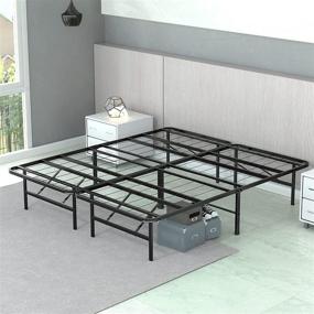 img 4 attached to 🛏️ IYEE NATURE 14 Inch Full Size Metal Platform Bed Frame with Steel Slat Support, No Box Spring Needed, Black - Large Storage Space Available