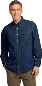 img 1 attached to Timeless Style: PORT AND COMPANY Long Sleeve Value Denim Shirt (SP10)