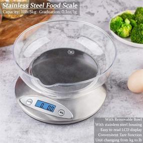 img 2 attached to 🥣 Removable Bowl Digital Kitchen Scale, Multifunctional Electronic Food Scale for Cooking and Baking, LCD Display, 0.1oz/1g Accuracy, 5000g Capacity