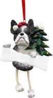 boston terrier christmas ornament - hand painted with unique dangling legs, personalizable gift логотип