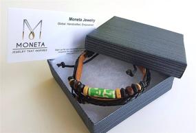 img 1 attached to Moneta Jewelry Handmade Tribal Artisan Craft Multi Strand Bracelet: A Stylish Genuine Leather Fashion Accessory