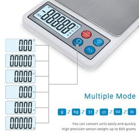 img 3 attached to 🎛️ Toprime Mini Size Food Scale - Digital Gram Scale with High Precision 0.01g increments, LCD Display, and 1 Tray - 600g Capacity in Stainless Steel - Multipurpose Scale with PCS Convert Unit - White