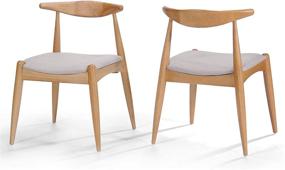 img 4 attached to 🪑 Стильные и удобные: Набор из 2 стульев для обеденного стола Christopher Knight Home Francie из ткани с отделкой из дуба в бежевом цвете.