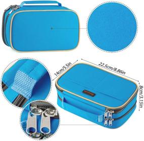 img 1 attached to Homecube Large Capacity Pencil Case - Storage Pen Bag & Makeup Pouch for Students - Durable Stationery Case with Two Layers & Dual Zippers - Size: 8.86x5.5x3.15 inches - Blue