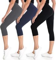 🩳 3-pack high waist capri leggings for women - soft yoga pants for workout, athletic running by yeug логотип