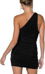 img 3 attached to LYANER Women's Seductive One Shoulder Ruched Sleek Bodycon Mini Short Dress