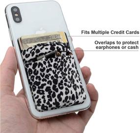 img 1 attached to 2 Pack SHANSHUI Phone Stick On Wallet Card Holder Pocket – Compatible with iPhone, Android, and All Smartphones – White Cheetah Design