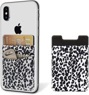 2 pack shanshui phone stick on wallet card holder pocket – compatible with iphone, android, and all smartphones – white cheetah design logo