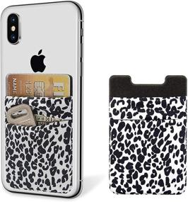 img 4 attached to 2 Pack SHANSHUI Phone Stick On Wallet Card Holder Pocket – Compatible with iPhone, Android, and All Smartphones – White Cheetah Design