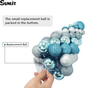 img 1 attached to 🎄 Brilliant Sunlit 10-Inch Christmas Ball Ornament Tree: Sparkling Decorations for Home & Office, Mini Artificial Xmas Tree, Fireplace & Tabletop Centerpiece in Glitter Silver Blue