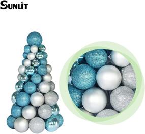 img 2 attached to 🎄 Brilliant Sunlit 10-Inch Christmas Ball Ornament Tree: Sparkling Decorations for Home & Office, Mini Artificial Xmas Tree, Fireplace & Tabletop Centerpiece in Glitter Silver Blue