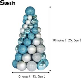 img 3 attached to 🎄 Сияющая золотым светом Joulu 10-дюймовая ёлочная шариковая игрушка: Сияющие украшения для дома и офиса, миниатюрная искусственная ёлка, каминная и настольная центральная деталь в блестящем серебряно-голубом оформлении.