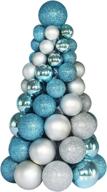 🎄 brilliant sunlit 10-inch christmas ball ornament tree: sparkling decorations for home & office, mini artificial xmas tree, fireplace & tabletop centerpiece in glitter silver blue logo
