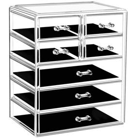 img 4 attached to 💄 URMOMS Large Capacity Acrylic Makeup Organizer: 7 Drawer Makeup Storage Box for Jewelry, Lipstick, and Cosmetics – Perfect for Bathroom Countertop and Dresser Display