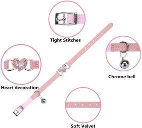 img 2 attached to 🐱 Pink Adjustable Heart Bling Cat Collar with Safety Belt, Bell, and 8-10 inch Fit - Ideal for Kitten Cats