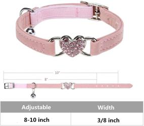 img 3 attached to 🐱 Pink Adjustable Heart Bling Cat Collar with Safety Belt, Bell, and 8-10 inch Fit - Ideal for Kitten Cats