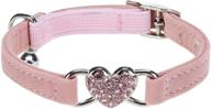 🐱 pink adjustable heart bling cat collar with safety belt, bell, and 8-10 inch fit - ideal for kitten cats logo