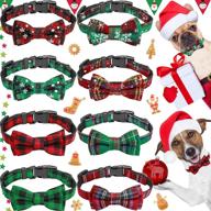 🎄 stylish 8-piece christmas buffalo plaid dog and cat collar set: adjustable bowtie, breakaway feature - ideal for xmas pet fashion and party decor logo