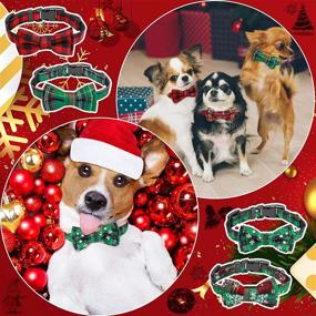 img 1 attached to 🎄 Stylish 8-Piece Christmas Buffalo Plaid Dog and Cat Collar Set: Adjustable Bowtie, Breakaway Feature - Ideal for Xmas Pet Fashion and Party Decor