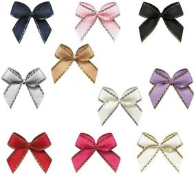 img 4 attached to 🎀 Aysekone 100-Piece Mini Metallic Edge Satin Bowknot Flowers: Perfect for DIY Crafts, Sewing, Scrapbooking, Wedding Décor, and Gift Decoration (Mixed 10 Colors)