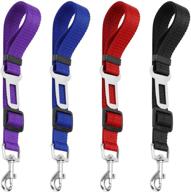 🐾 4-pack adjustable pet dog cat seat belt - yucool safety leads for vehicle car harness seat tether - nylon fabric in black, blue, red, and purple логотип