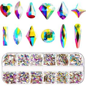img 4 attached to 💎 240 Pieces Multi Shapes AB Nail Diamond Flatback Rhinestones: Enhance Nail, Clothes, Shoes, Bags, Crafts, and Makeup