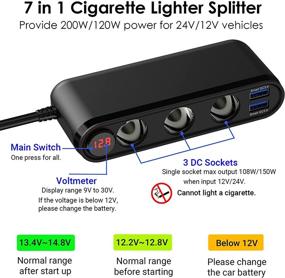 img 3 attached to 🔌 2021 New: Cigarette Lighter Splitter 3 Socket, 200W Cigarette Lighter Adapter with 20W PD3.0 USB C Car Charger, 18W QC3.0 Voltmeter Switch Outlet 12V/24V for Mobile Phone GPS Dash Cam - Enhanced SEO