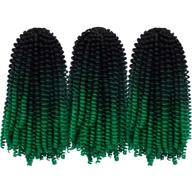 3 pack 12 inch spring twist hair crochet braids extensions passion twist hairstyle ombre colors low temperature kanekalon synthetic fiber 1b/dark gray/green, 30 strands, 160g/pack logo