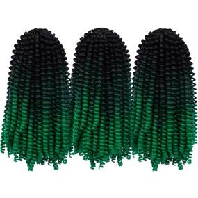 img 4 attached to 3 Pack 12 Inch Spring Twist Hair Crochet Braids Extensions Passion Twist Hairstyle Ombre Colors Low Temperature Kanekalon Synthetic Fiber 1B/Dark Gray/Green, 30 Strands, 160g/Pack