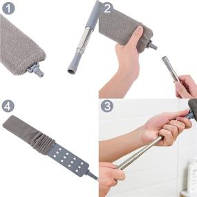 img 2 attached to 🧹 Hica Retractable Gap Dust Cleaner: Flexible Microfiber Hand Duster, Adjustable from 25 to 60 inches, Removable & Washable Brush for Effective Home & Kitchen Cleaning