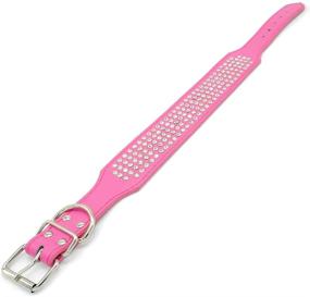 img 1 attached to 5-Row Rhinestone Dog Collar with Sparkling Crystal Diamonds - 2 Inch Wide, PU Leather - Gorgeous Bling for Medium & Large Dogs - Berry Pet