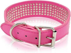 img 2 attached to 5-Row Rhinestone Dog Collar with Sparkling Crystal Diamonds - 2 Inch Wide, PU Leather - Gorgeous Bling for Medium & Large Dogs - Berry Pet