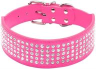 5-row rhinestone dog collar with sparkling crystal diamonds - 2 inch wide, pu leather - gorgeous bling for medium & large dogs - berry pet logo