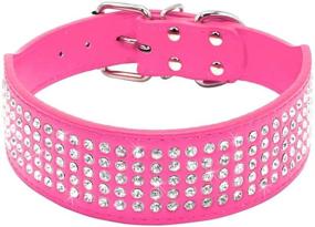 img 4 attached to 5-Row Rhinestone Dog Collar with Sparkling Crystal Diamonds - 2 Inch Wide, PU Leather - Gorgeous Bling for Medium & Large Dogs - Berry Pet