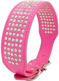 img 3 attached to 5-Row Rhinestone Dog Collar with Sparkling Crystal Diamonds - 2 Inch Wide, PU Leather - Gorgeous Bling for Medium & Large Dogs - Berry Pet