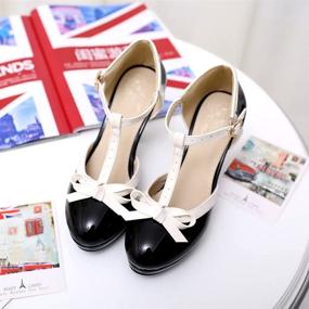 img 1 attached to Fashion T Strap Platform Leather Shoes（Black，8 5） Women's Shoes for Pumps