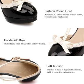 img 3 attached to Fashion T Strap Platform Leather Shoes（Black，8 5） Women's Shoes for Pumps