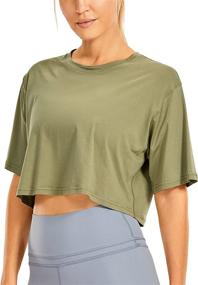 img 3 attached to 👚 Pima Cotton Workout Crop Tops: Stylish & Comfortable Short Sleeve Yoga Shirts for Women by CRZ YOGA