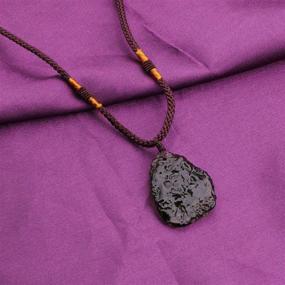 img 2 attached to 🌌 Moldavite Meteorite Necklace - Adjustable Cord Pendant with Irregular Stone – Natural Gemstone Energy Jewelry