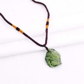 img 3 attached to 🌌 Moldavite Meteorite Necklace - Adjustable Cord Pendant with Irregular Stone – Natural Gemstone Energy Jewelry