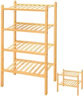 👟 natural bamboo 4 tier shoe rack: stackable, narrow shoe organizer for entryway and closets логотип