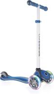 🛴 globber v2 navy blue scooter: 3-wheel kick scooter with led light up wheels for kids ages 3-7 – outdoor grow with me scooter for boys and girls логотип